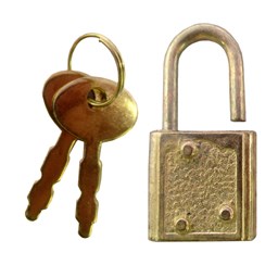تصویر قفل و کلید آنتیک طلایی طول 33 میلی‌متر بسته 2 عددی