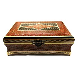 جعبه کادویی و جواهرات خاتم کاری 22 در 14 سانتیمتر جعبه کادویی و جواهرات خاتم کاری 22 در 14 سانتیمتر