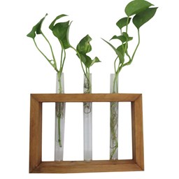 گلدان چوبی قهوه ای شیشه دار طرح مستطیل 24.5 در 17 سانتی‌متر