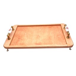 سینی چوبی دسته کروم پایه دار 38 در 24 سانتیمتر سینی چوبی دسته کروم پایه دار 38 در 24 سانتیمتر