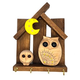 نمایش جزئیات برای جاکلیدی چوبی طرح جغد دوتایی با ماه تصویر جاکلیدی چوبی طرح جغد دوتایی با ماه