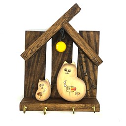 نمایش جزئیات برای جاکلیدی چوبی طرح گربه و لامپ تصویر جاکلیدی چوبی طرح گربه و لامپ