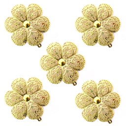 تصویر توری آنتیک تزیینی طرح گل طلایی بسته 5 عددی