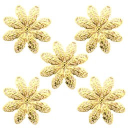 تصویر توری آنتیک تزیینی طرح گل میخک طلایی بسته 5 عددی