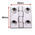 تصویر لولا صنعتی فلزی نقره‌ای چهار سوراخ طول 58 میلی‌متر کد 00202583