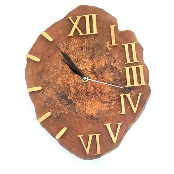 ساعت دیواری چوبی اعداد رومی قطر 32 سانتی‌متر