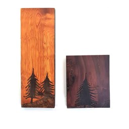 تابلوی چوبی طرح درخت کاج مجموعه دو عددی