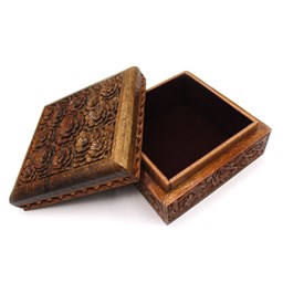جعبه جواهرات چوبی منبت کاری شده 10 در 10 سانتی‌متر