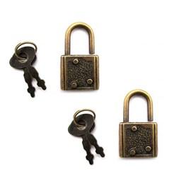 قفل و کلید آنتیک مسی طول 37 میلی‌متر بسته 2 عددی 