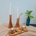 تصویر شمعدان چوبی دکوری طرح شیپور مجموعه دو عددی