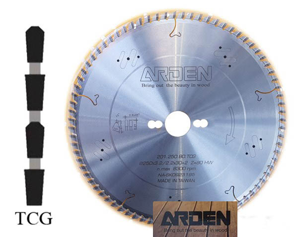 تصویر تیغ اره MDF بر 80 دندانه قطر 25 سانت ARDEN کد فنی 201.250.80.TCG