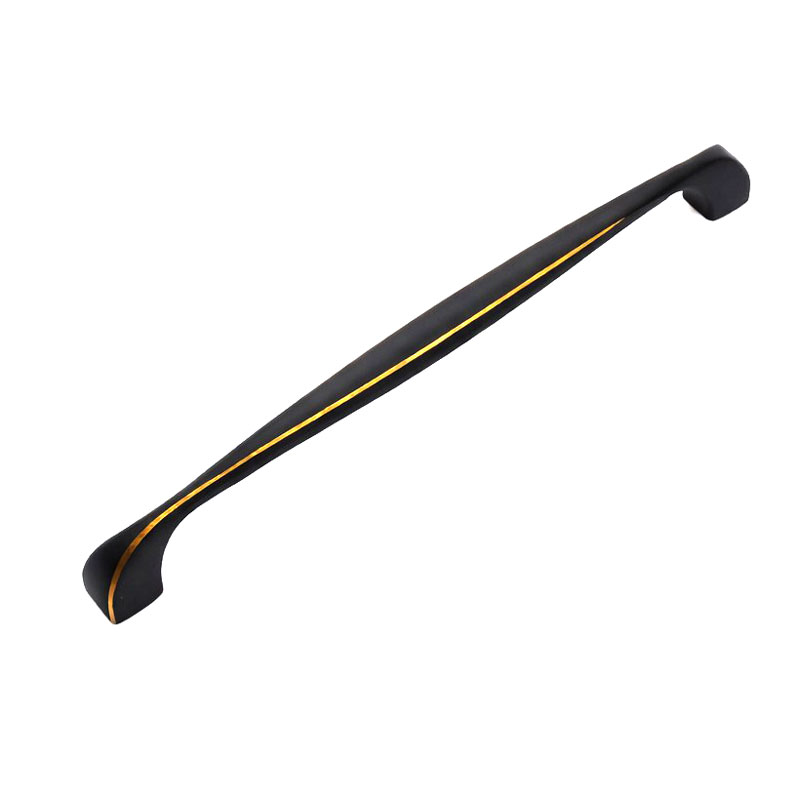 دستگیره کابینت آلومینیومی مدل G140 مشکی طلایی طول 21 سانتی‌متر