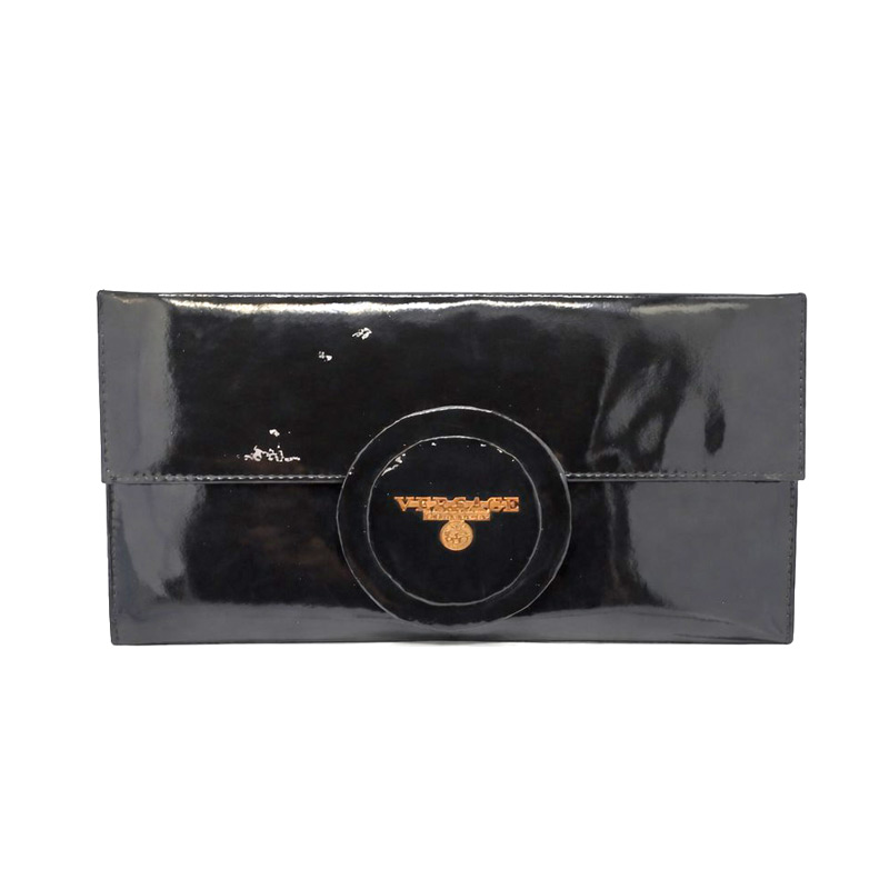 کیف زنانه مشکی ورنی (کارکرده) 32 در 16 سانتی‌متر